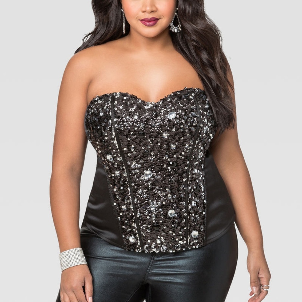Sexy EMBELLISHED SEQUIN RHINESTONE CORSET